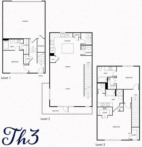 Floor plan for 3 beds, 3.5 baths, 2286 sqft
